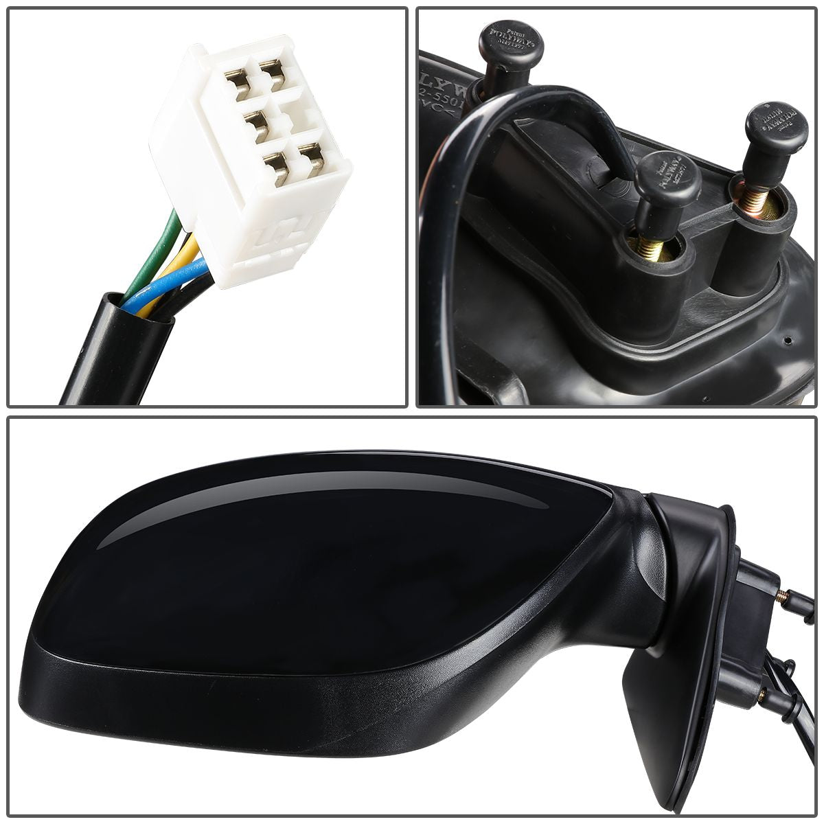 RETROVISOR MIRROR - OEM - 00-06 TOYOTA TUNDRA NON CREW CAB - POWER MIRROR ADJUSTMENT - HEATED - PAINTABLE - BLACK - LEFT