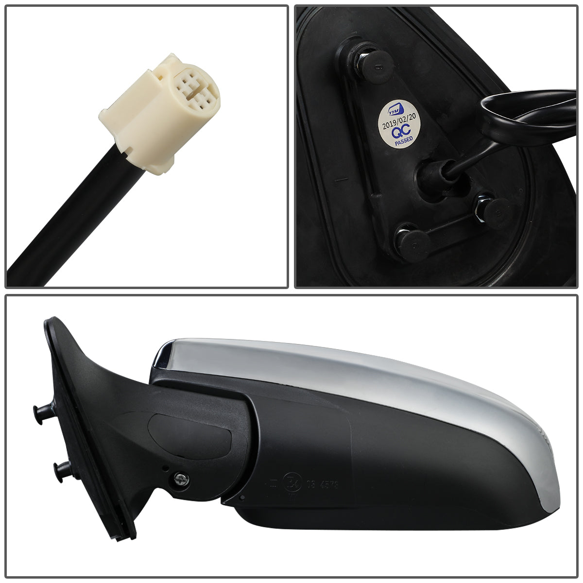 RETROVISOR MIRROR - OEM - 12-15 TOYOTA TACOMA - POWER MIRROR ADJUSTMENT - W/O HEAT, SIGNAL LIGHT, MEMORY, PUDDLE LIGHT, BLIND SPOT DETECTION OR ASPHERICAL GLASS - FOLDING - ONLY FITS VEHICLES W/ MATCHING FUNCTIONS AS MIRRORS - BLACK / CHROME COVER - LEFT