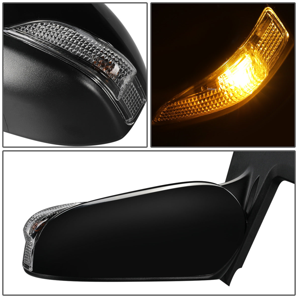 RETROVISOR MIRROR - OEM - 12-14 TOYOTA PRIUS-C - POWERED - W/ SIGNAL LIGHT - FOLDING - BLACK MATERIAL - LEFT