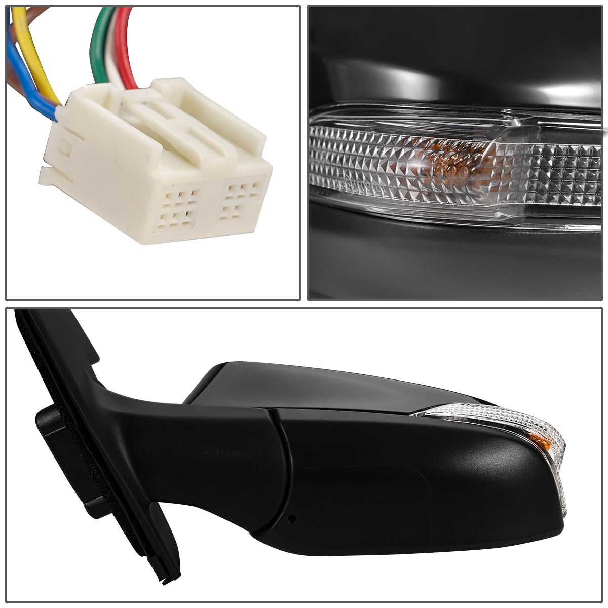 RETROVISOR MIRROR - OEM - 12-14 TOYOTA PRIUS-C - POWERED - HEATED - W/ SIGNAL LIGHT - FOLDING - BLACK MATERIAL - LEFT