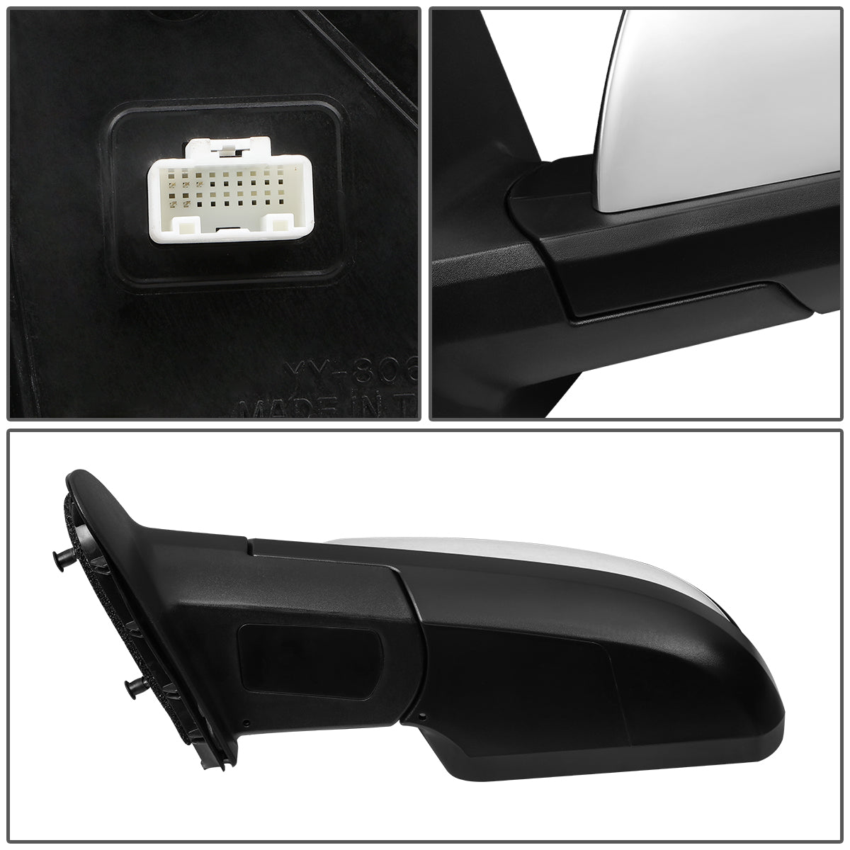 RETROVISOR MIRROR - OEM - 07-13 TOYOTA TUNDRA - POWERED - HEATED - FOLDING - CHROME COVER - LEFT