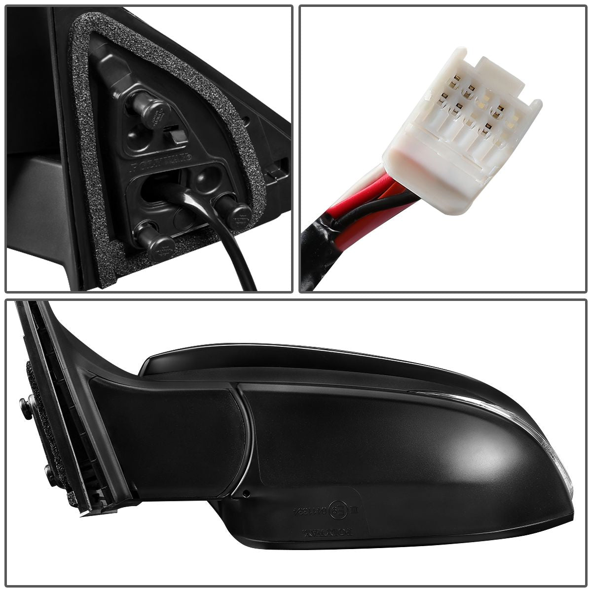 RETROVISOR MIRROR - OEM - 14-16 TOYOTA HIGHLANDER - POWERED - HEATED - PAINTABLE - BLACK - LEFT