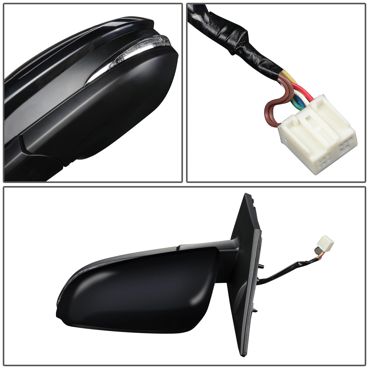 RETROVISOR MIRROR - OEM - 13-15 TOYOTA RAV4 - POWERED - HEATED - W/ SIGNAL LIGHT - W/ SPOTTER GLASS - FOLDING - BLACK MATERIAL - LEFT