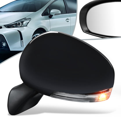 RETROVISOR MIRROR - OEM - 12-14 TOYOTA PRIUS-V - POWERED - HEATED - W/ SIGNAL LIGHT - POWER FOLDING - BLACK MATERIAL - LEFT
