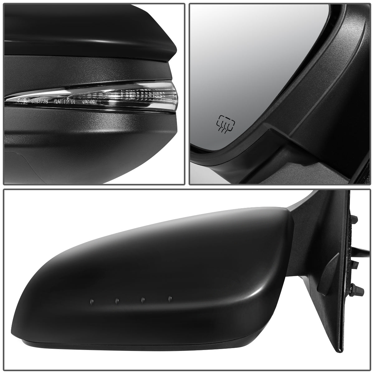 RETROVISOR MIRROR - OEM - 14-16 TOYOTA HIGHLANDER - POWERED - HEATED - W/ SIGNAL LIGHT - W/ BSD - FOLDING - BLACK MATERIAL - LEFT