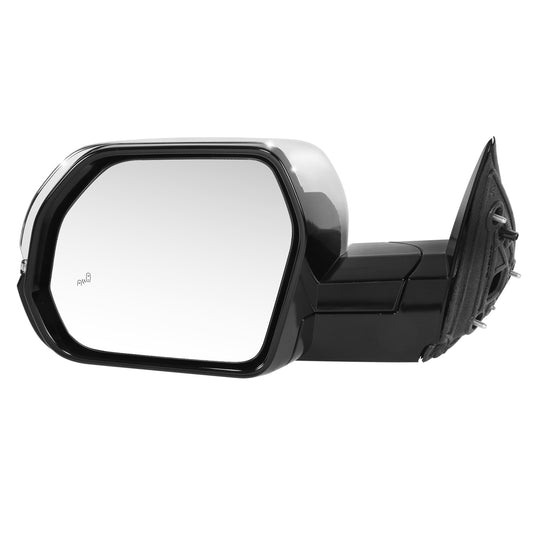 RETROVISOR MIRROR - OE STYLE - TOYOTA TUNDRA 22-24 - TOYOTA SEQUOIA 23-24 - WITH POWER WITH HEATED WITH SIGNAL WITH BLIND SPOT - CHROME COVER - DRIVER SIDE - SMOOTH - BLACK / CHROME