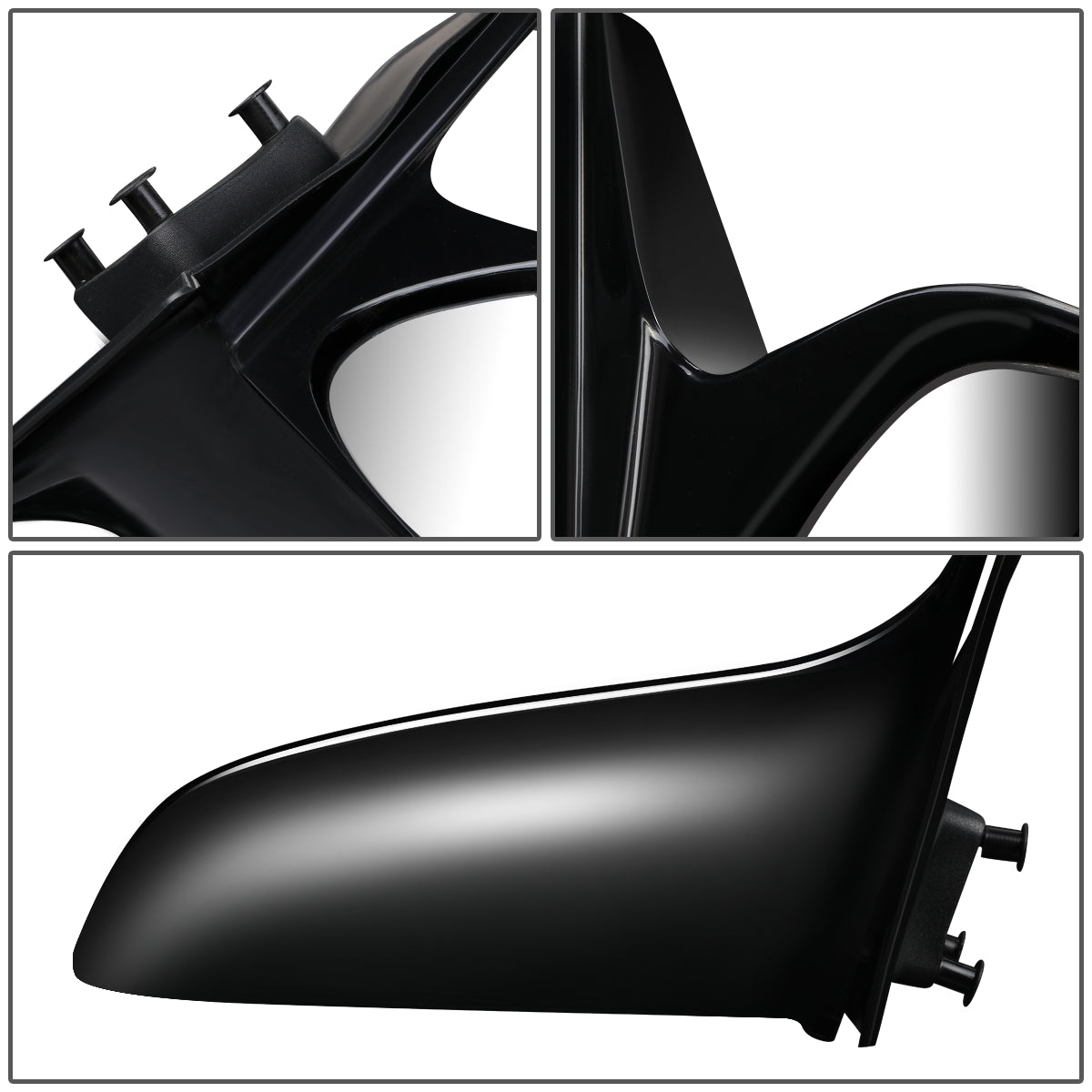 RETROVISOR MIRROR - OEM - 88-92 TOYOTA COROLLA - MANUAL - BLACK MATERIAL - RIGHT