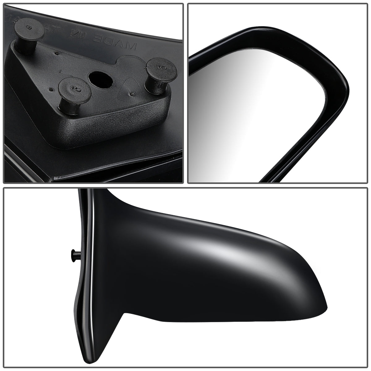 RETROVISOR MIRROR - OEM - 88-92 TOYOTA COROLLA - MANUAL - BLACK MATERIAL - RIGHT