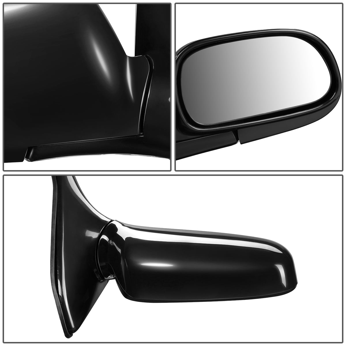 RETROVISOR MIRROR - OEM - 93-97 TOYOTA COROLLA - MANUAL - FOLDING - BLACK MATERIAL - RIGHT