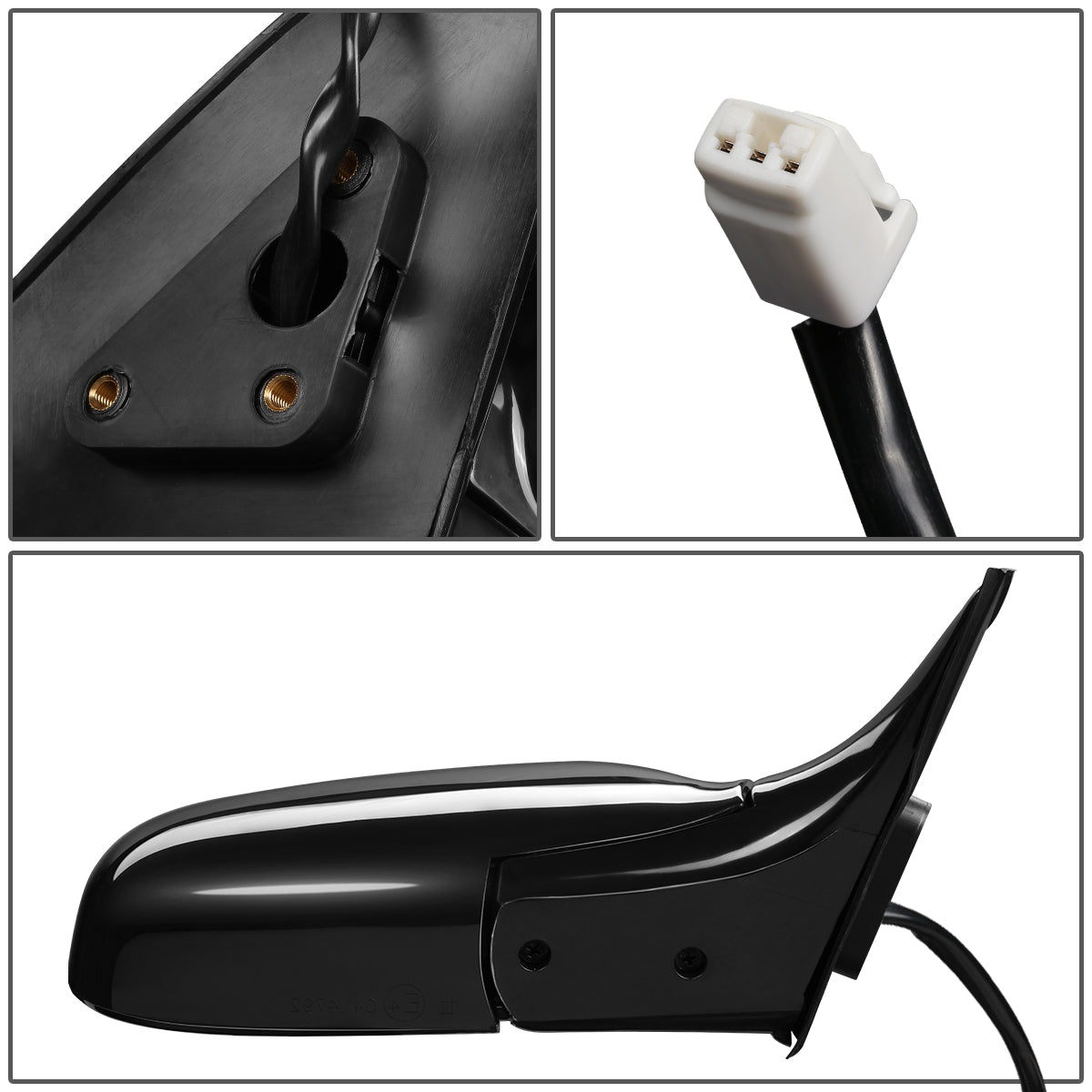 RETROVISOR MIRROR - OEM - 93-97 TOYOTA COROLLA - POWERED - FOLDING - BLACK MATERIAL - RIGHT