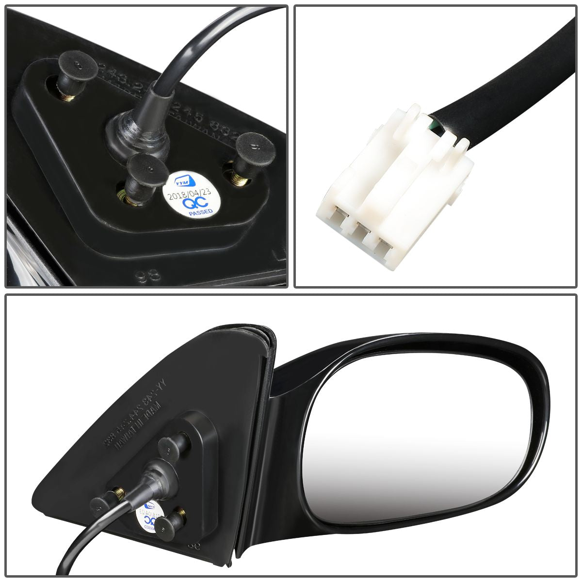 RETROVISOR MIRROR - OEM - 98-02 TOYOTA COROLLA - POWERED - PAINTABLE - BLACK - RIGHT