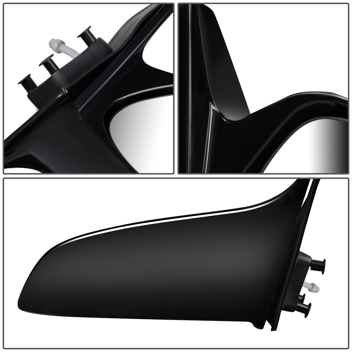 RETROVISOR MIRROR - OEM - 98-00 TOYOTA COROLLA - MANUAL - W/ LEVER - BLACK MATERIAL - RIGHT