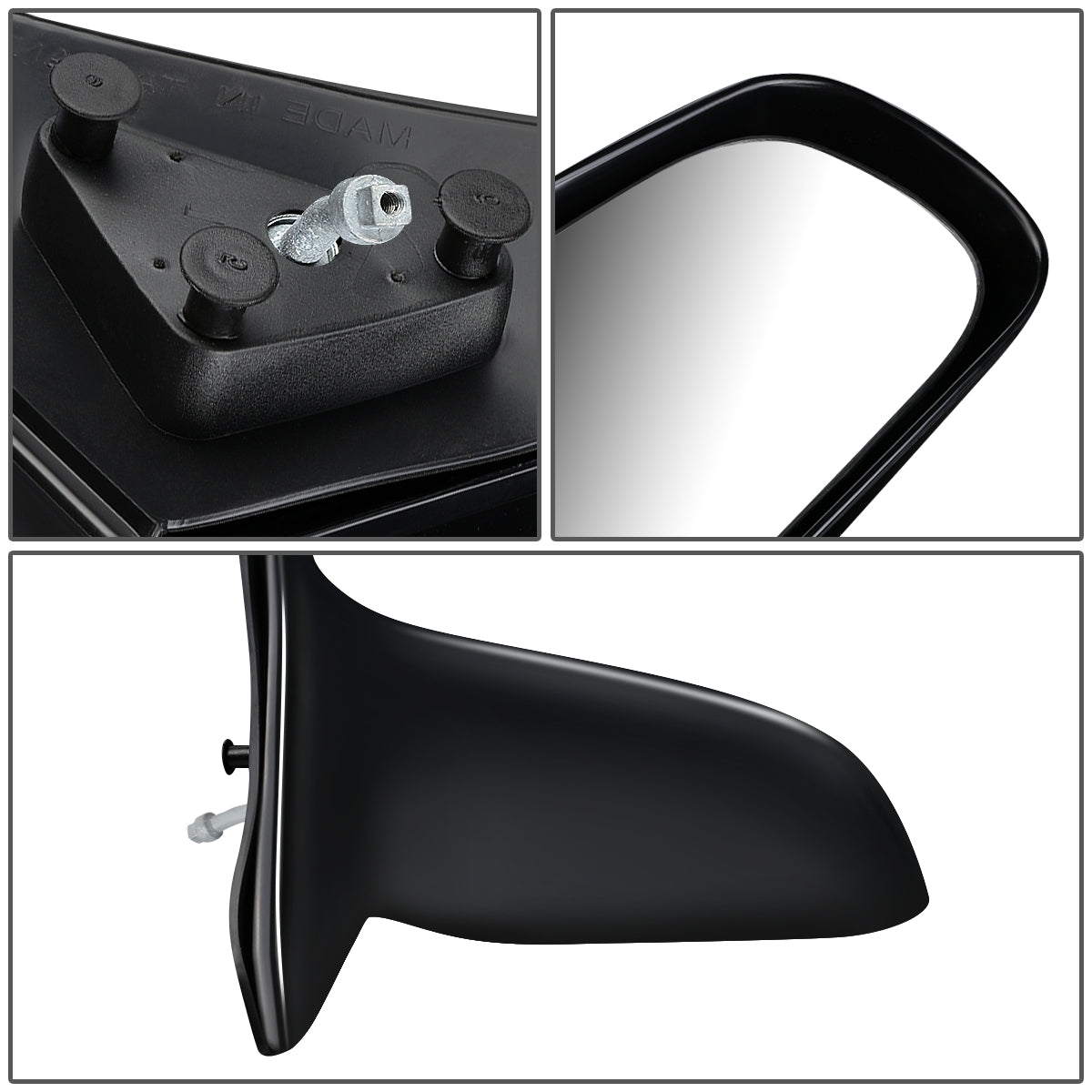 RETROVISOR MIRROR - OEM - 98-00 TOYOTA COROLLA - MANUAL - W/ LEVER - BLACK MATERIAL - RIGHT