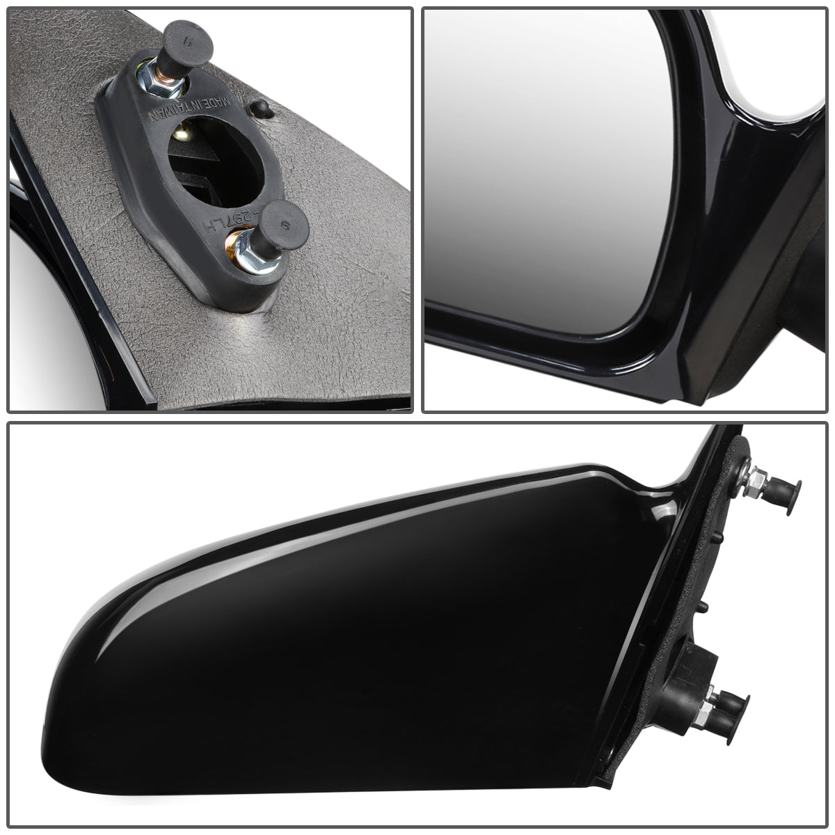 RETROVISOR MIRROR - OEM - 97-01 TOYOTA CAMRY - MANUAL - BLACK MATERIAL - RIGHT