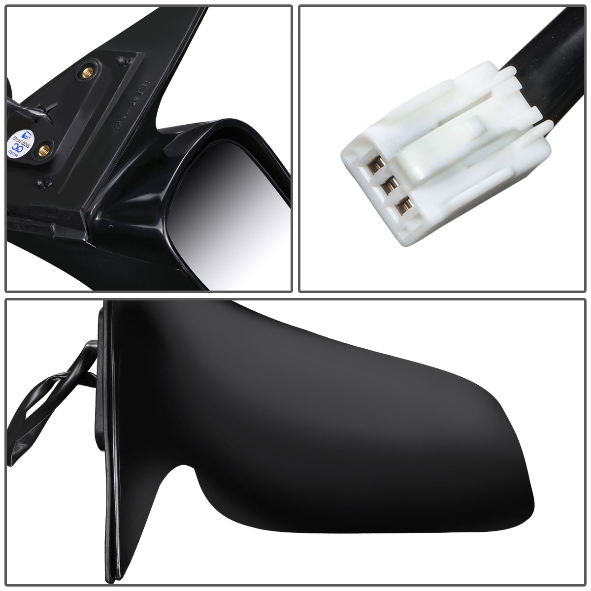 RETROVISOR MIRROR - OEM - 95-99 TOYOTA AVALON - POWERED - BLACK MATERIAL - RIGHT