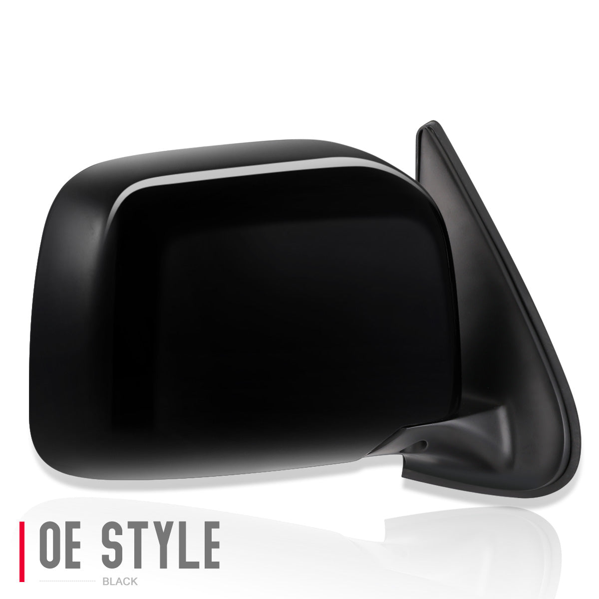 RETROVISOR MIRROR - OEM - 96-02 TOYOTA 4RUNNER - MANUAL - W/ CONVEX GLASS - W/ ENGLISH WARNNG - BLACK MATERIAL - RIGHT