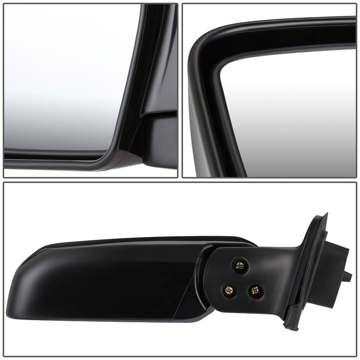 RETROVISOR MIRROR - OEM - 96-02 TOYOTA 4RUNNER - MANUAL - W/ CONVEX GLASS - W/ ENGLISH WARNNG - BLACK MATERIAL - RIGHT