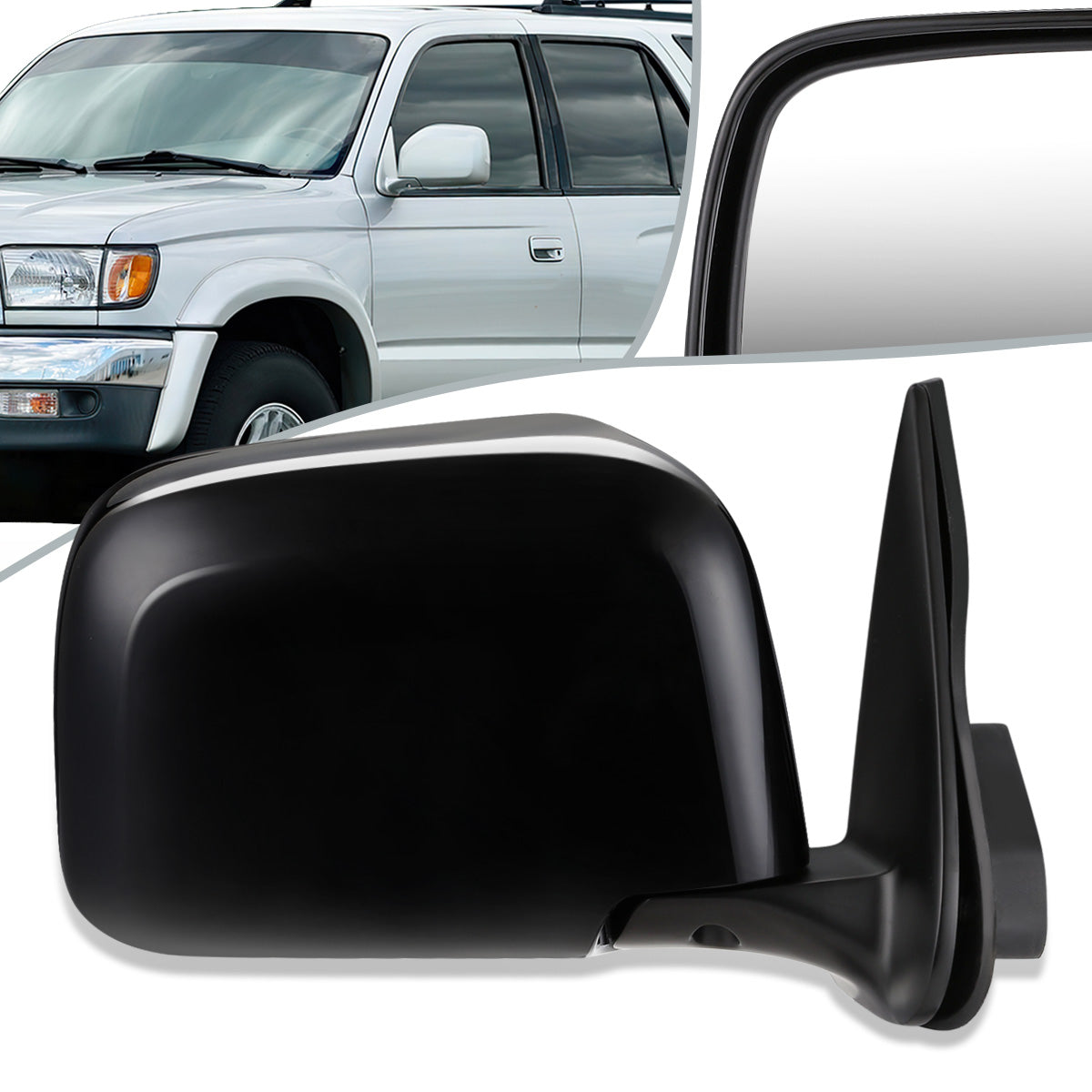 RETROVISOR MIRROR - OEM - 96-02 TOYOTA 4RUNNER - POWERED - FOLDING - BLACK MATERIAL - RIGHT
