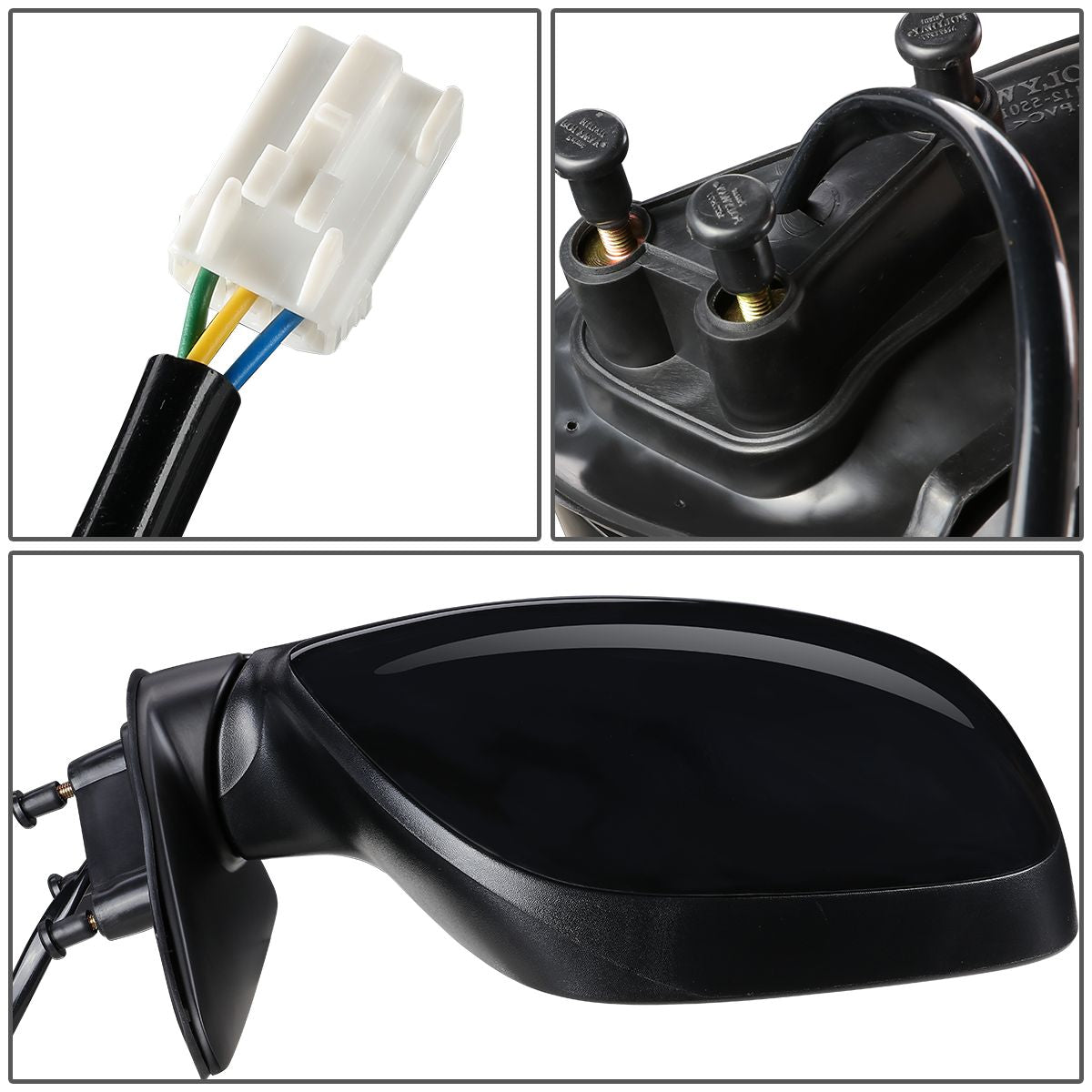 RETROVISOR MIRROR - OEM - 00-04 TOYOTA TUNDRA - POWER MIRROR ADJUSTMENT - W/O HEAT - TEXTURED - CAP PAINTABLE - BLACK - RIGHT