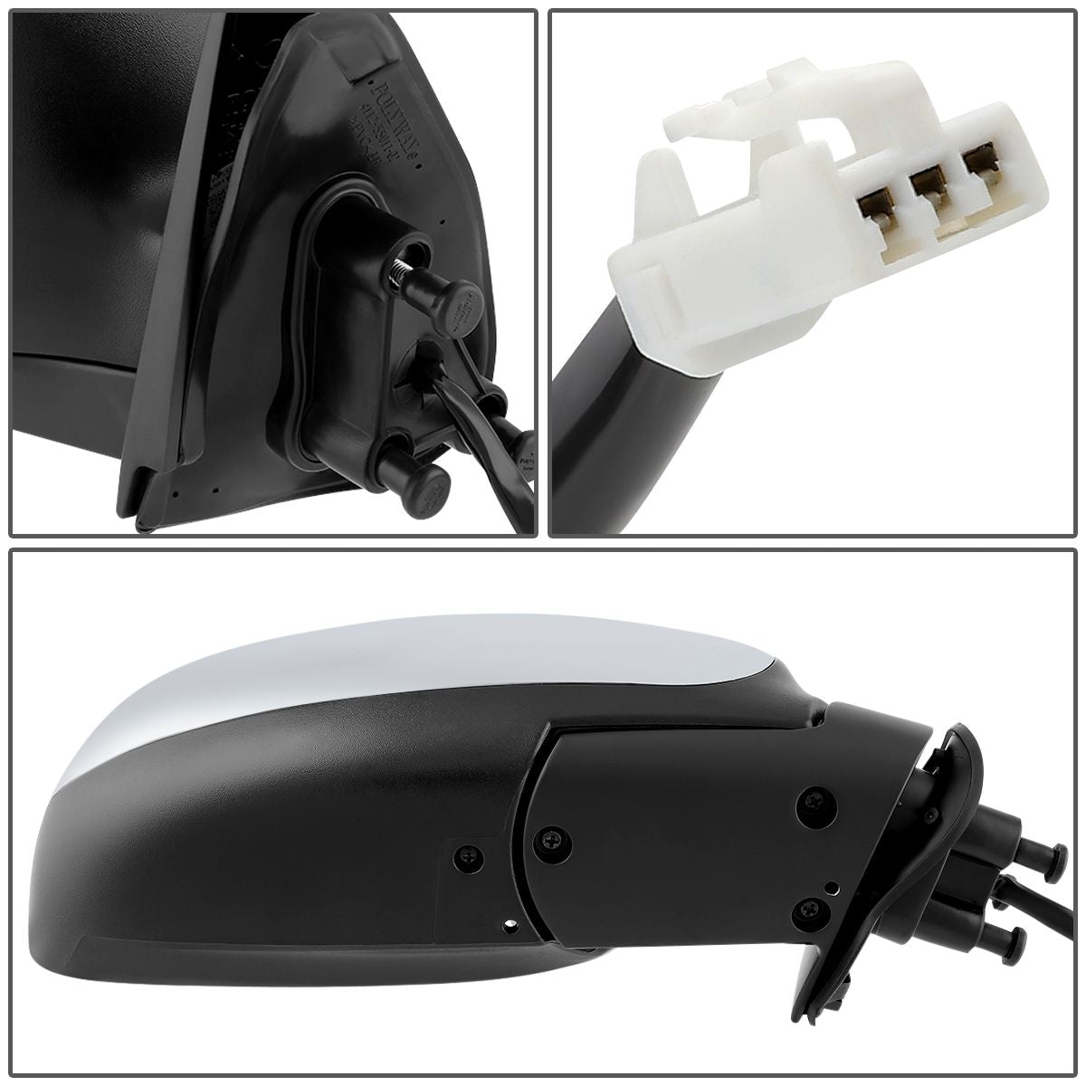 RETROVISOR MIRROR - OEM - 00-04 TOYOTA TUNDRA - POWER MIRROR ADJUSTMENT - W/O HEAT - FOLDING - CHROME - LEFT