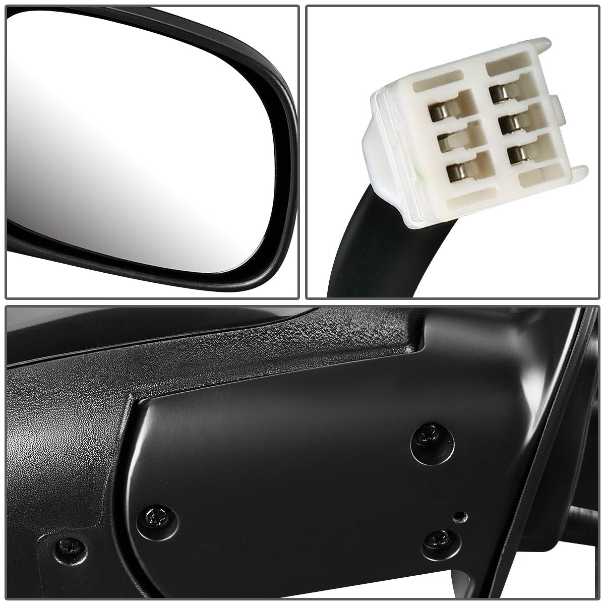 RETROVISOR MIRROR - OEM - 04-06 TOYOTA TUNDRA CREW CAB / 01-07 TOYOTA SEQUOIA - POWER MIRROR ADJUSTMENT - HEATED - TEXTURED/ CAP PAINTABLE - BLACK - RIGHT