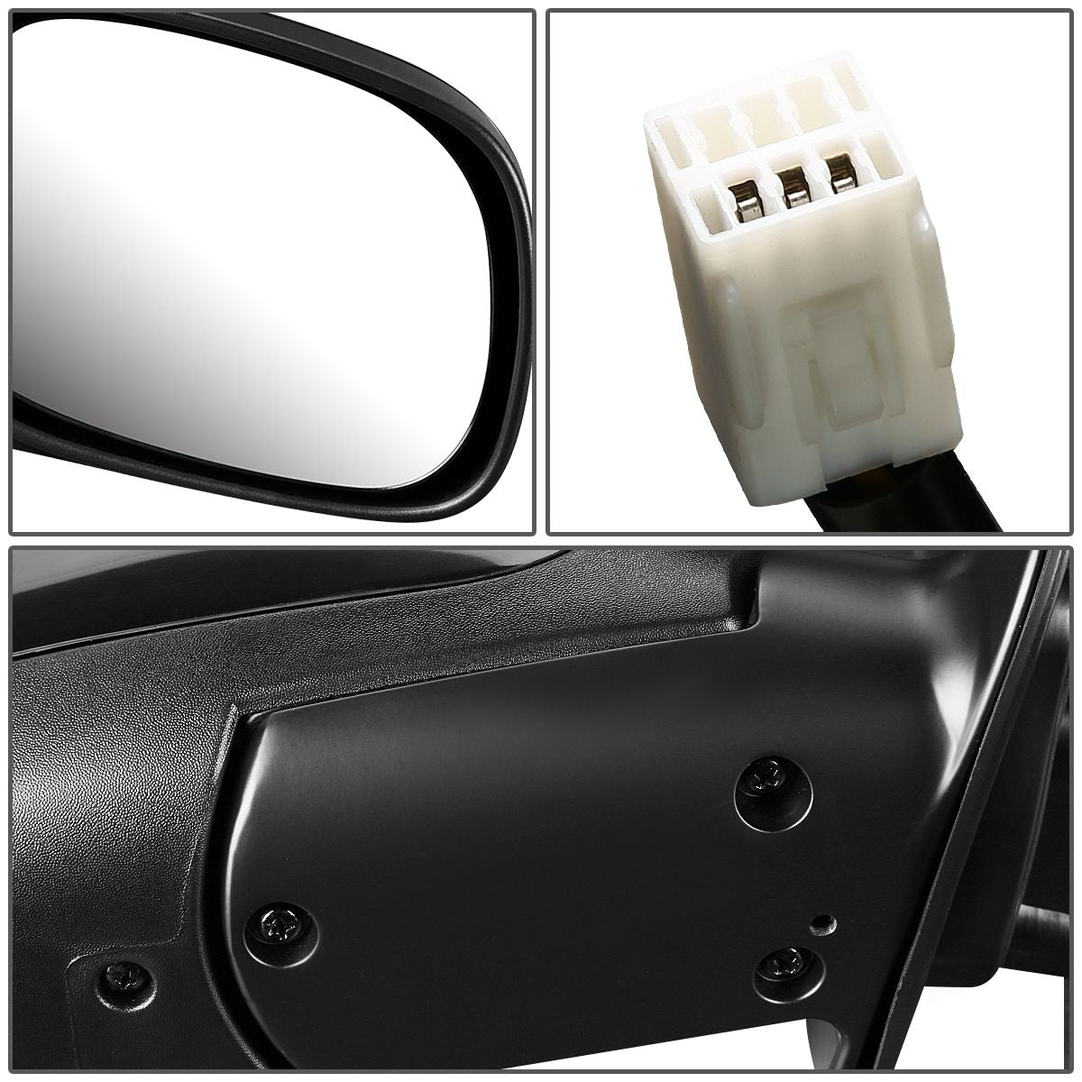 RETROVISOR MIRROR - OEM - 04-06 TOYOTA TUNDRA CREW CAB / 01-07 TOYOTA SEQUOIA - POWER MIRROR ADJUSTMENT - W/O HEATED - TEXTURED/ CAP PAINTABLE - BLACK - RIGHT