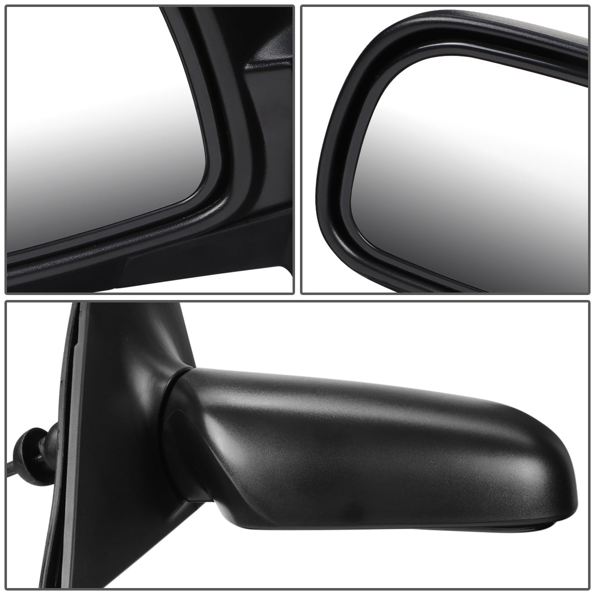 RETROVISOR MIRROR - OEM - 00-02 TOYOTA ECHO 2/4-DR - MANUAL - W/ CABLE - TEXTURED - BLACK - RIGHT