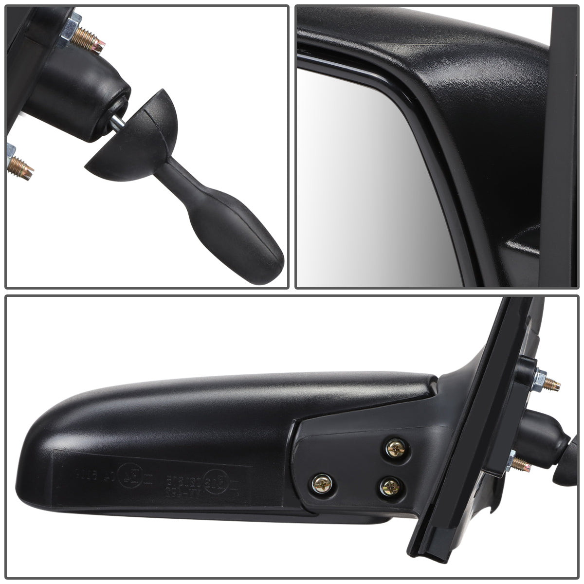 RETROVISOR MIRROR - OEM - 00-02 TOYOTA ECHO 2/4-DR - MANUAL - W/ CABLE - TEXTURED - BLACK - RIGHT