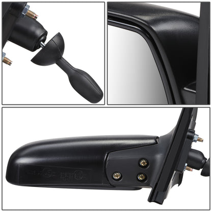 RETROVISOR MIRROR - OEM - 00-02 TOYOTA ECHO 2/4-DR - MANUAL - W/ CABLE - TEXTURED - BLACK - RIGHT