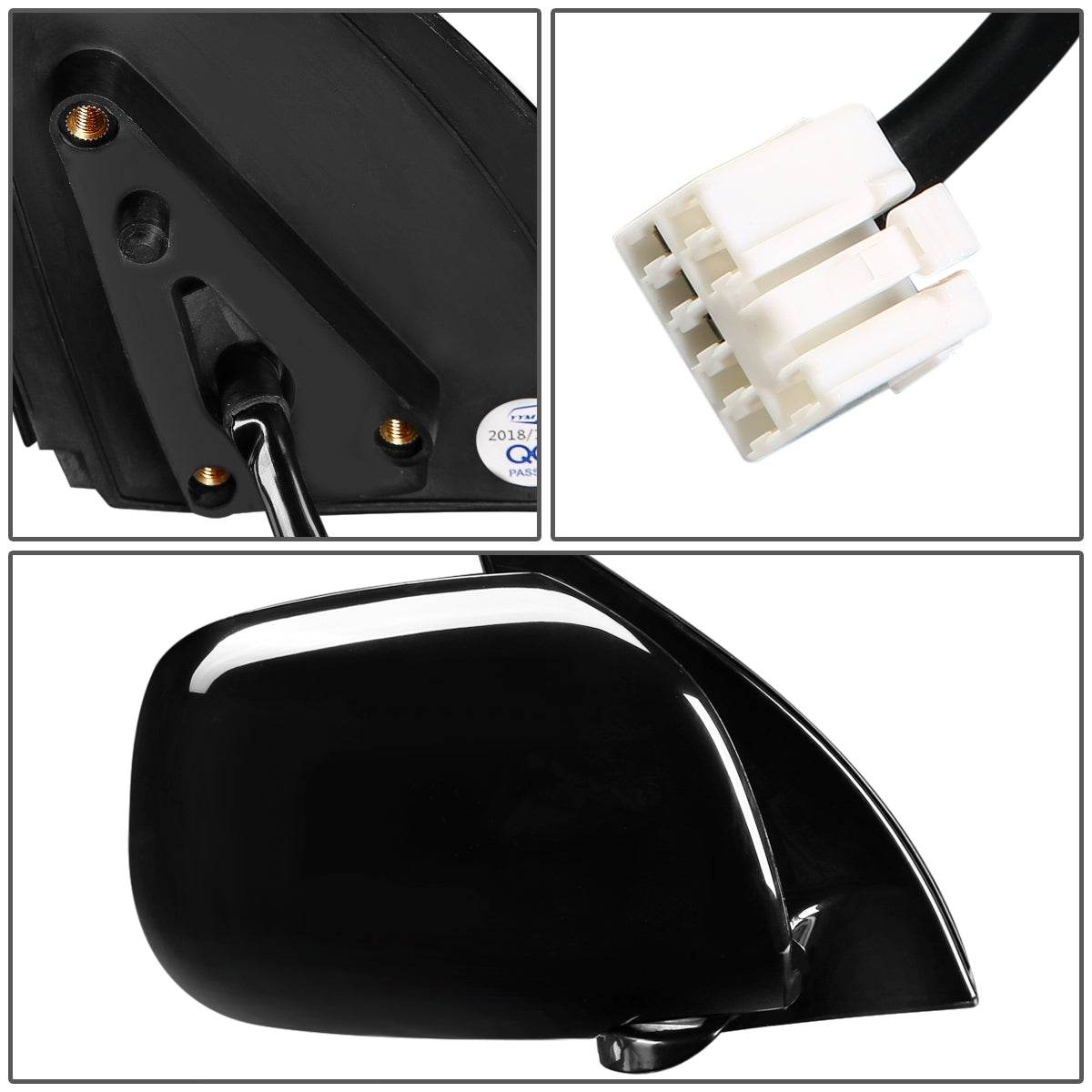 RETROVISOR MIRROR - OEM - 01-07 TOYOTA HIGHLANDER - POWERED - PAINTABLE - BLACK - RIGHT