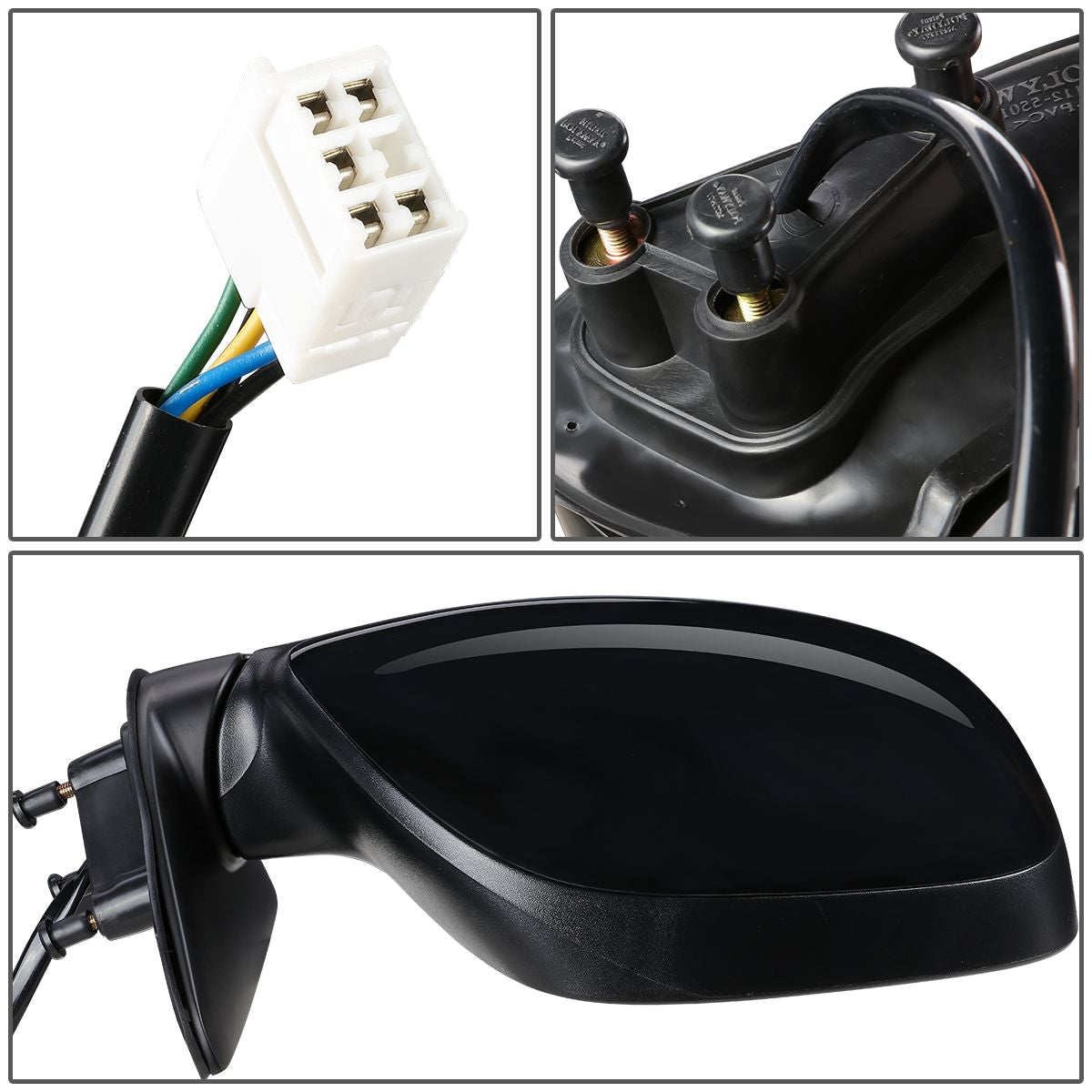 RETROVISOR MIRROR - OEM - 00-06 TOYOTA TUNDRA NON CREW CAB - POWER MIRROR ADJUSTMENT - HEATED - PAINTABLE - BLACK - RIGHT