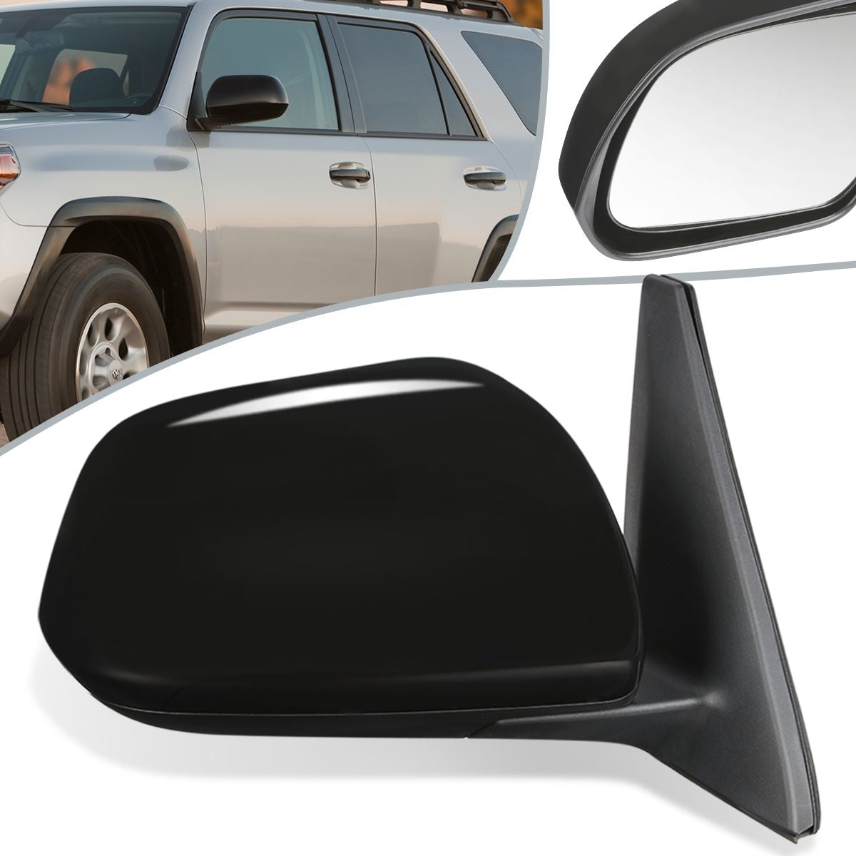 RETROVISOR MIRROR - OEM - 10-13 TOYOTA 4RUNNER - POWERED - HEATED - TEXTURED - RIGHT - BLACK