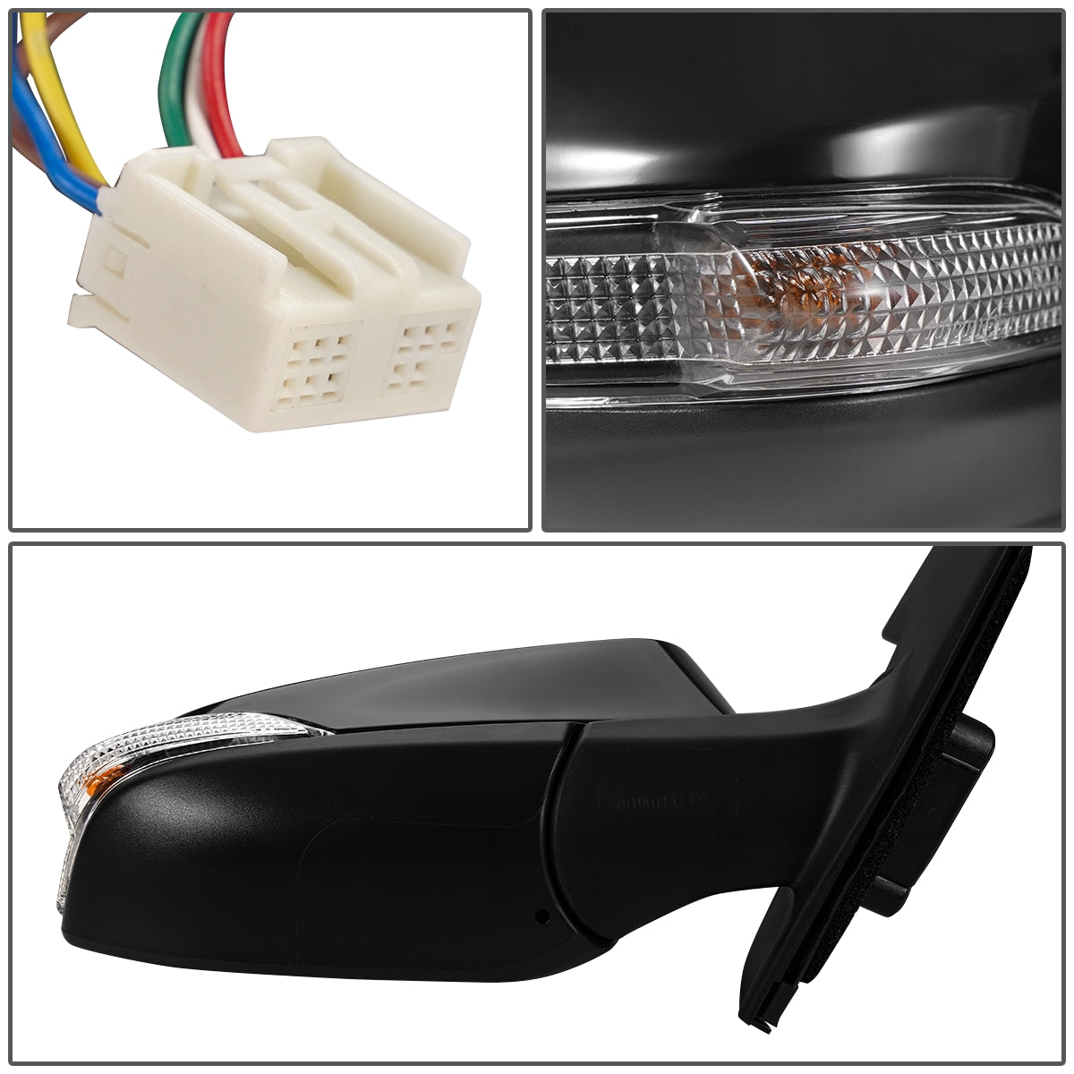 RETROVISOR MIRROR - OEM - 12-14 TOYOTA PRIUS-C - POWERED - HEATED - W/ SIGNAL LIGHT - FOLDING - RIGHT - BLACK MATERIAL