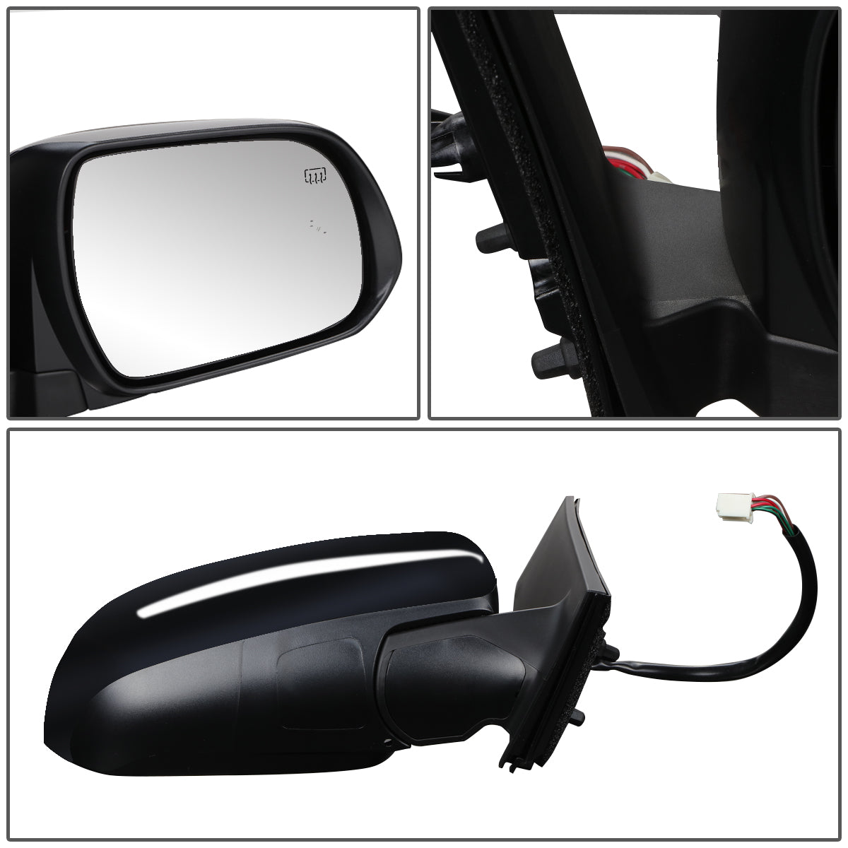 RETROVISOR MIRROR - OEM - 11-17 TOYOTA SIENNA - POWERED - HEATED - W/ BSD - FOLDING - RIGHT - BLACK MATERIAL