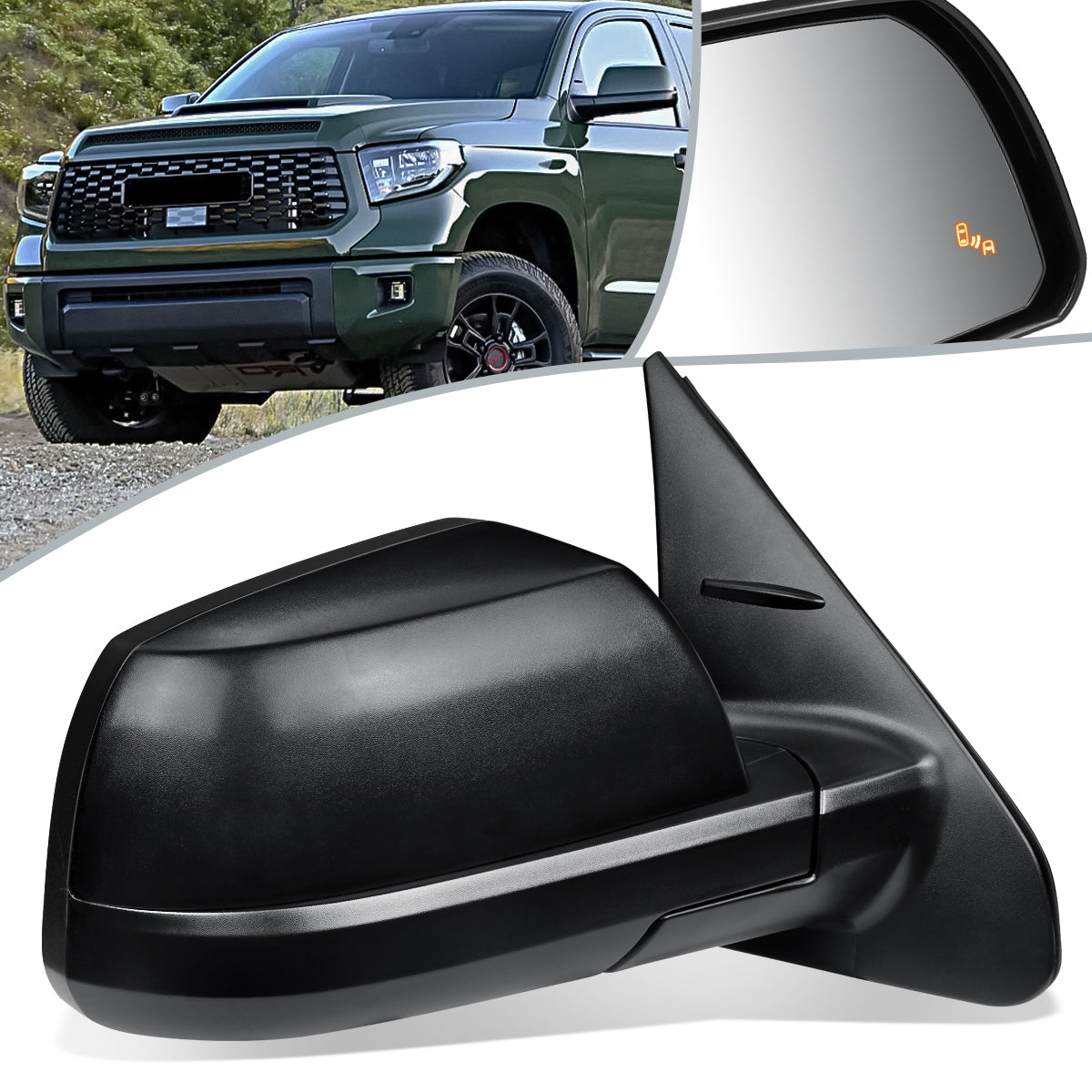 RETROVISOR MIRROR - OEM - 14-20 TOYOTA TUNDRA - POWERED - HEATED - FOLDING - W/ BSD - TEXTURED - RIGHT