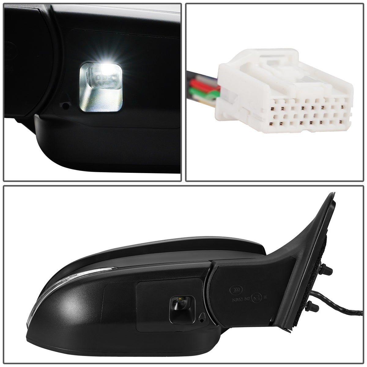 RETROVISOR MIRROR - OEM - 14-16 TOYOTA HIGHLANDER - POWERED - HEATED - W/ SIGNAL LIGHT - W/ MEMORY - W/ PUDDLE LIGHT - FOLDING - RIGHT - BLACK MATERIAL