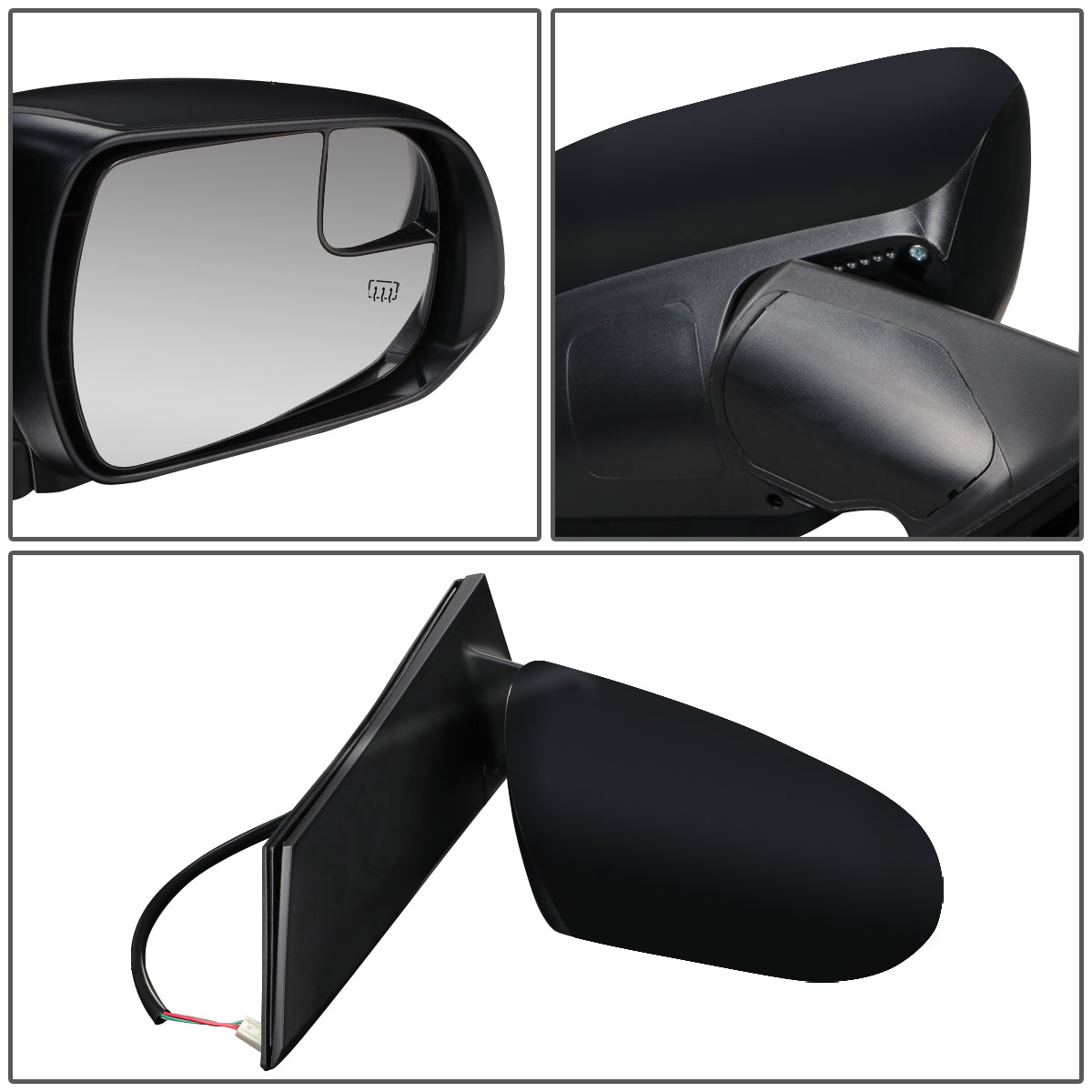 RETROVISOR MIRROR - OEM - 11-17 TOYOTA SIENNA - POWERED - HEATED - FOLDING - W/ SPOTTER GLASS - TEXTURED - RIGHT - BLACK