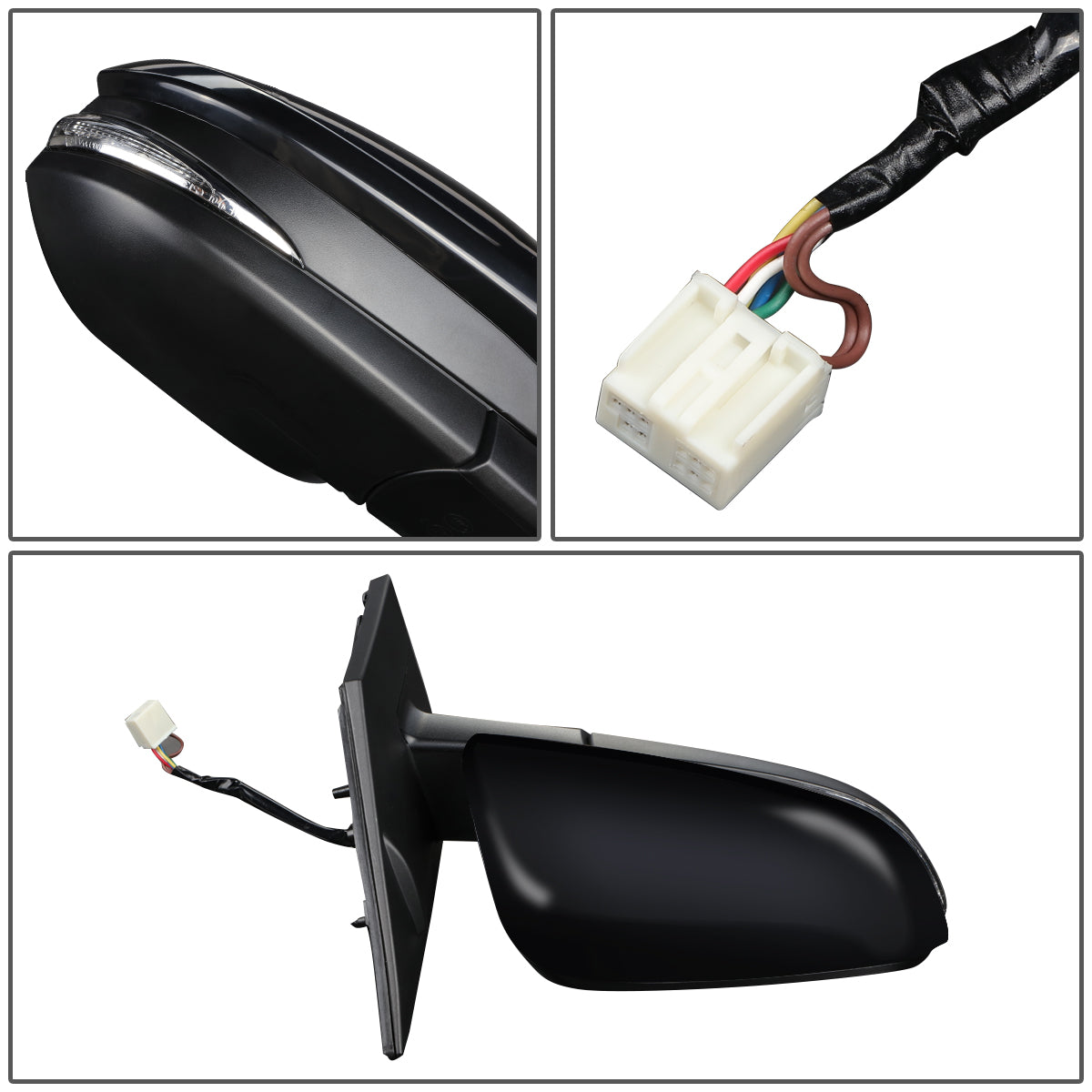 RETROVISOR MIRROR - OEM - 13-15 TOYOTA RAV4 - POWERED - HEATED - W/ SIGNAL LIGHT - W/ SPOTTER GLASS - FOLDING - RIGHT - BLACK MATERIAL