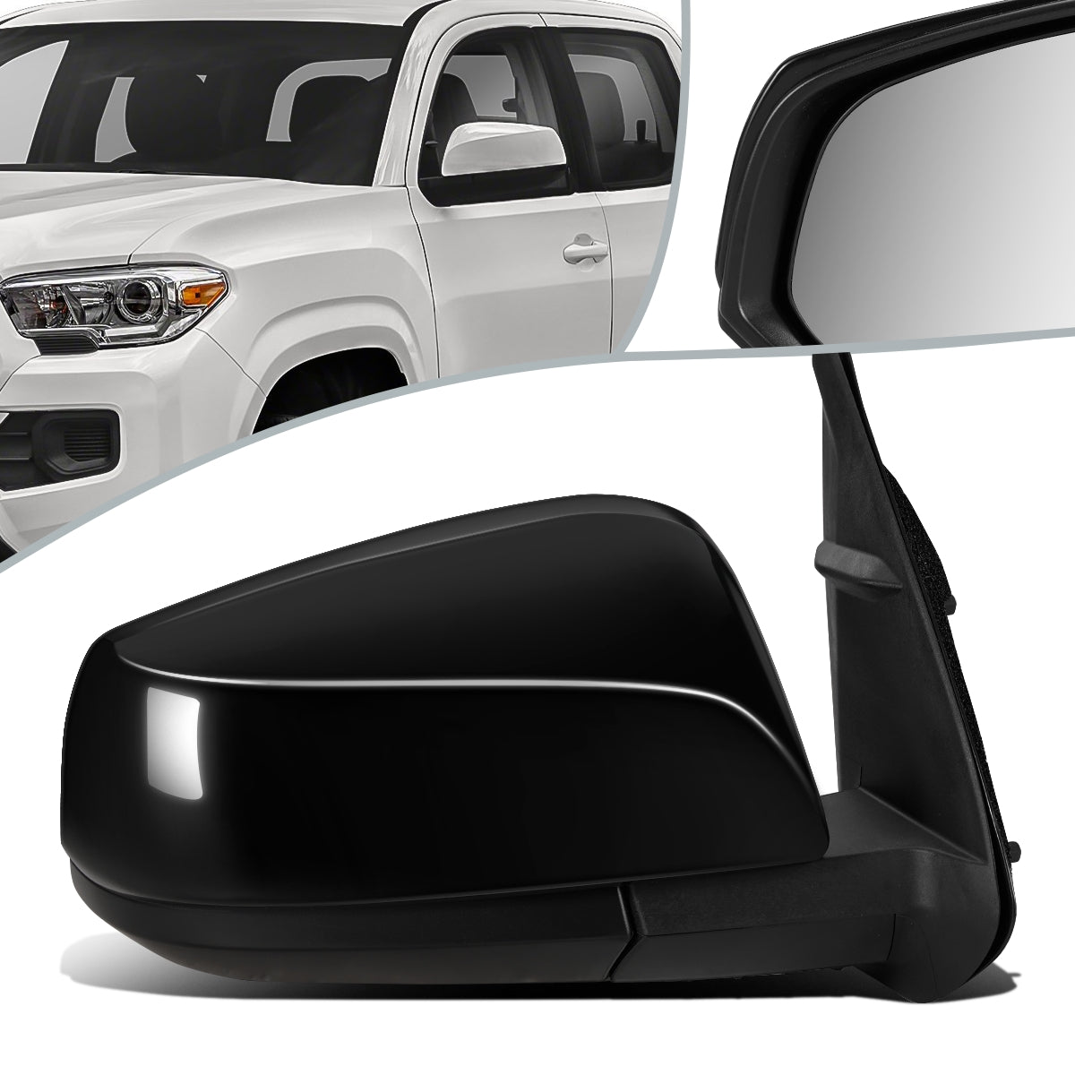 RETROVISOR MIRROR - OEM - 16-19 TOYOTA TACOMA - POWERED - HEATED - FOLDING - RIGHT - BLACK MATERIAL