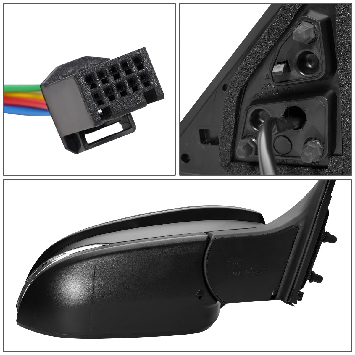 RETROVISOR MIRROR - OEM - 14-16 TOYOTA HIGHLANDER - POWERED - HEATED - W/ SIGNAL LIGHT - W/ BSD - FOLDING - RIGHT - BLACK MATERIAL