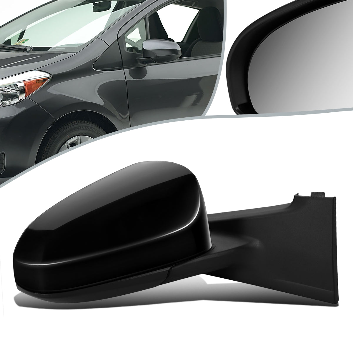 RETROVISOR MIRROR - OEM - 12-14 TOYOTA YARIS - POWERED - HEATED - FOLDING - RIGHT - BLACK MATERIAL