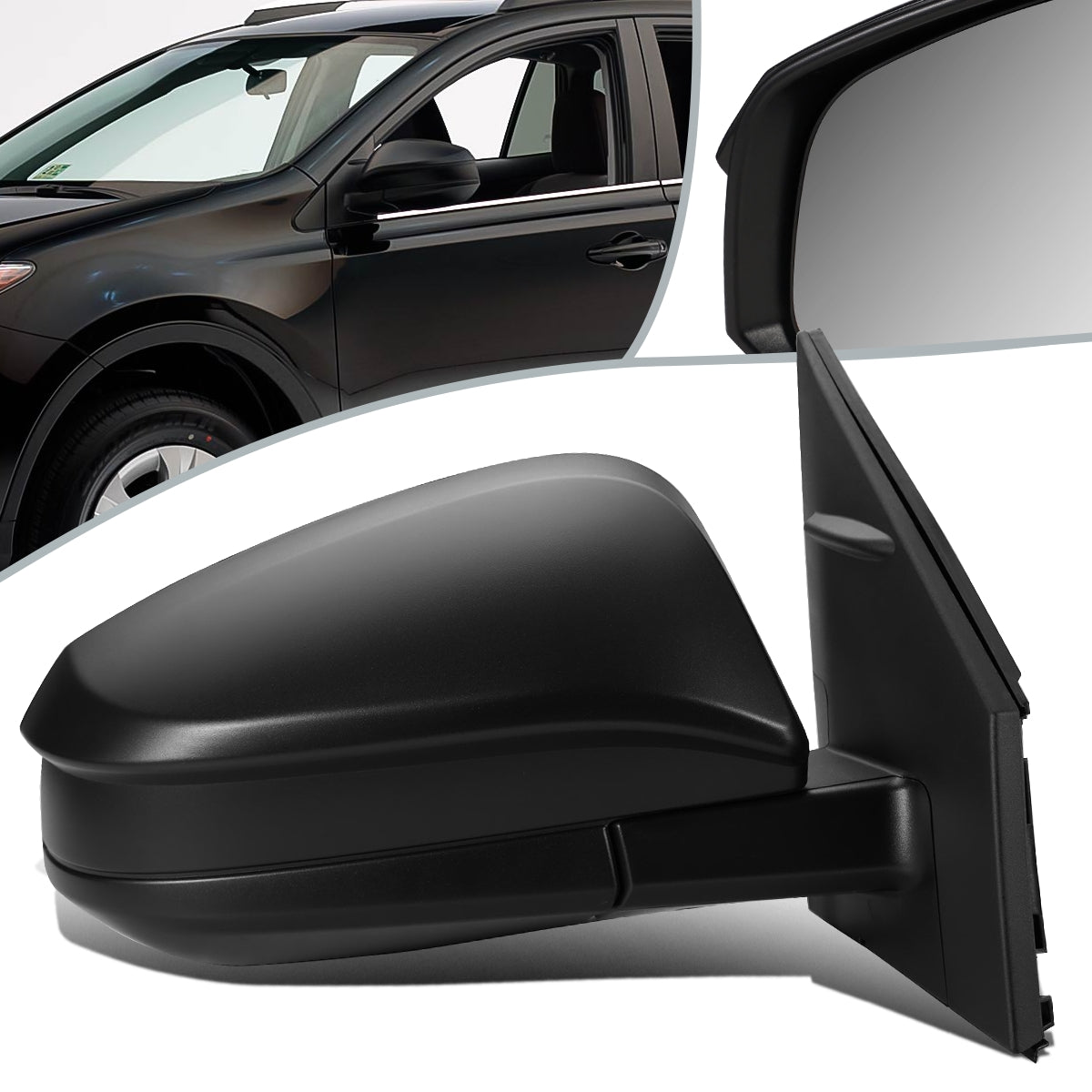 RETROVISOR MIRROR - OEM - 13-15 TOYOTA RAV4 - POWERED - FOLDING - TEXTURED - RIGHT - BLACK