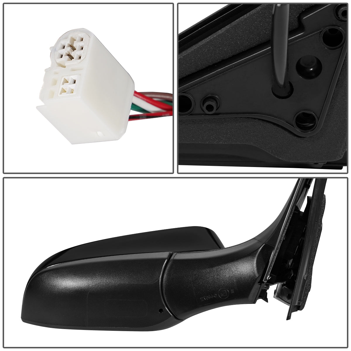 RETROVISOR MIRROR - OEM - 15-16 TOYOTA CAMRY - POWERED - HEATED - W/ BSD - FOLDING - RIGHT - BLACK MATERIAL