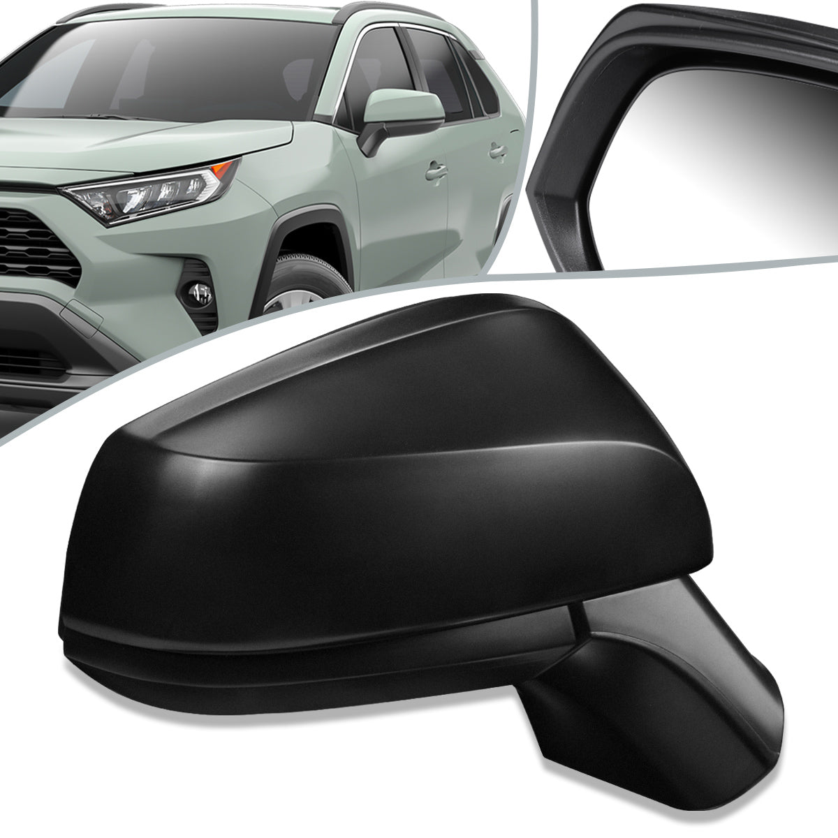 RETROVISOR MIRROR - OEM - 19+ TOYOTA RAV4 - POWERED - FOLDING - TEXTURED - RIGHT - BLACK
