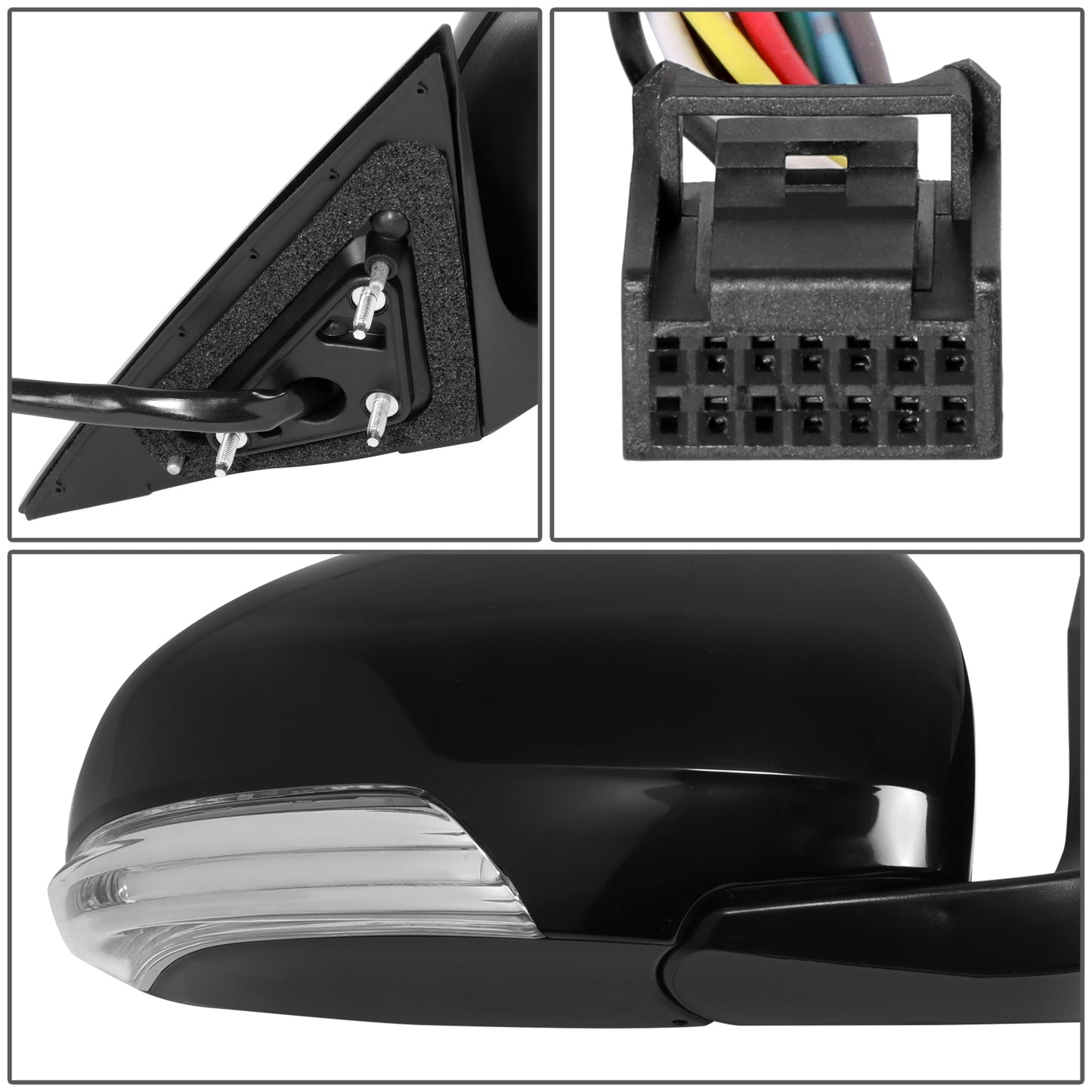 RETROVISOR MIRROR - OE STYLE - TOYOTA AVALON 11-12 - WITH POWER WITH HEATED GLASS WITH SIGNAL WITH MEMORY - PASSENGER SIDE - PAINT TO MATCH - BLACK