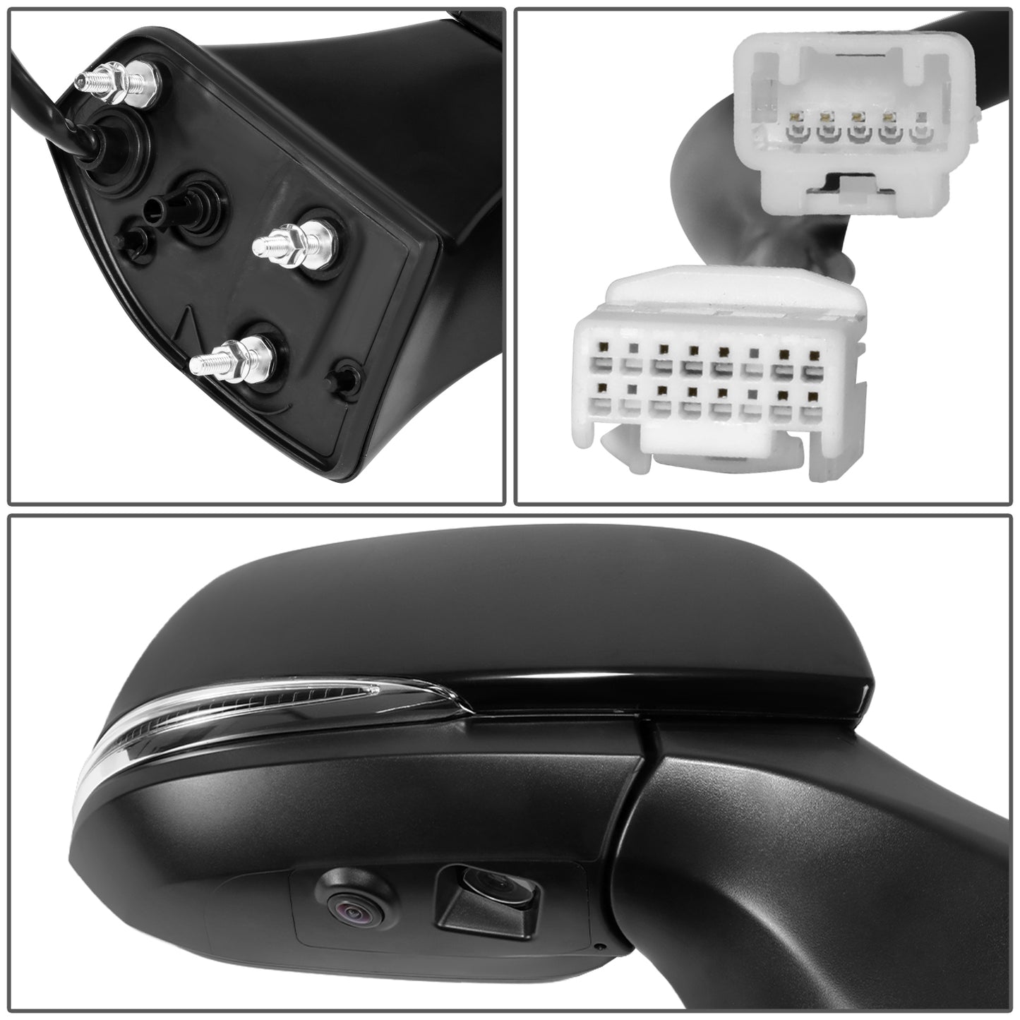 RETROVISOR MIRROR - OE STYLE - TOYOTA HIGHLANDER 20-24 - WITH POWER WITH HEATED GLASS WITH SIGNAL WITH BLIND SPOT WITH MEMORY WITH CAMERA - PASSENGER SIDE - PAINT TO MATCH - BLACK