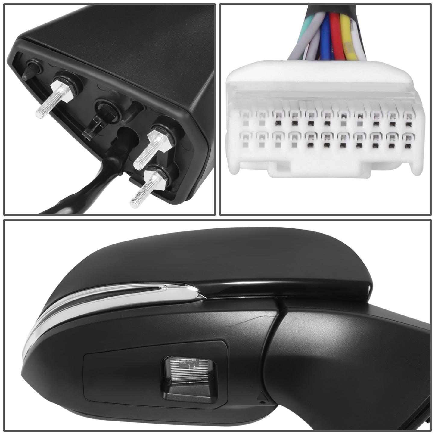 RETROVISOR MIRROR - OE STYLE - TOYOTA SIENNA 2021-2024 - WITH POWER FOLD WITH HEATED WITH SIGNAL WITH MEMORY WITH BLIND SPOT MIRROR - PASSENGER RIGHT SIDE - BLACK