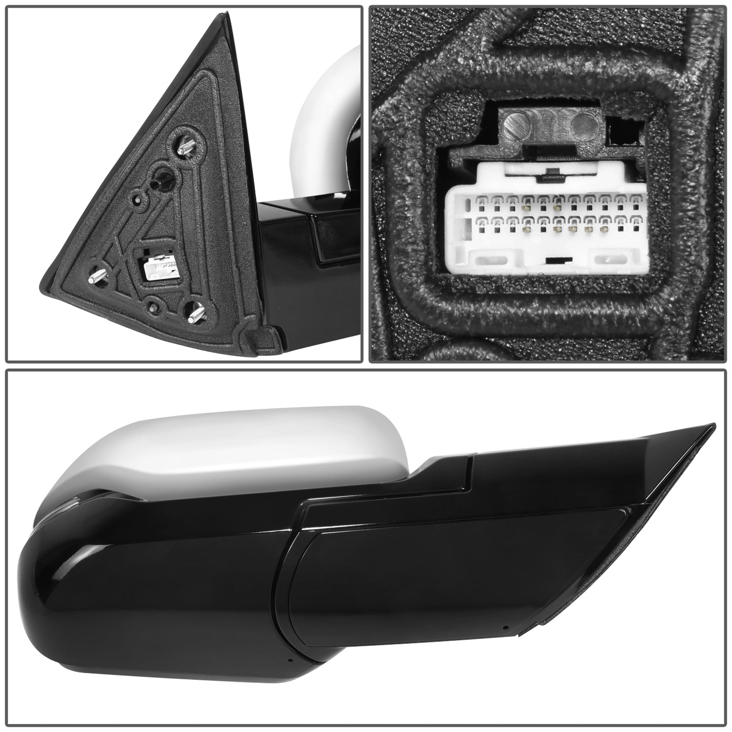 RETROVISOR MIRROR - OE STYLE - TOYOTA TUNDRA 22-24 - TOYOTA SEQUOIA 23-24 - WITH POWER WITH HEATED WITH SIGNAL WITH BLIND SPOT - CHROME COVER - PASSENGER SIDE - SMOOTH - BLACK / CHROME