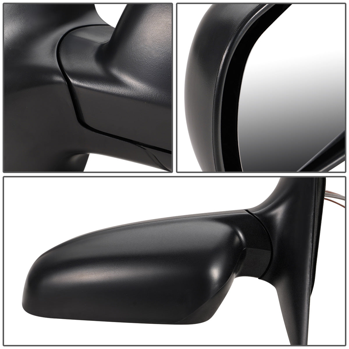 RETROVISOR MIRROR - OEM - 98-03 VOLKSWAGEN GOLF - MANUAL - W/ LEVER - HEATED - FOLDING - W/ CHROME GLASS - TEXTURED - LEFT - BLACK