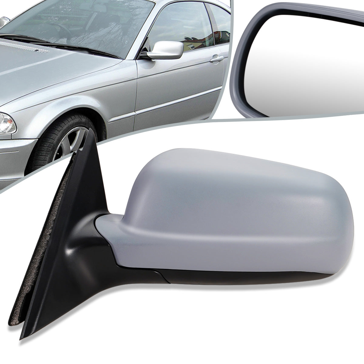 RETROVISOR MIRROR - OEM - 97-99 VOLKSWAGEN PASSAT - POWERED - HEATED - FOLDING - LEFT - GRAY